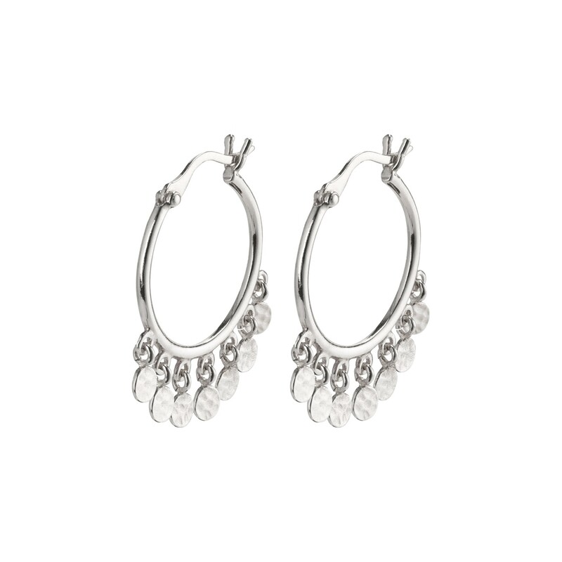 Pilgrim Silver Panna Coin Hoop Earrings