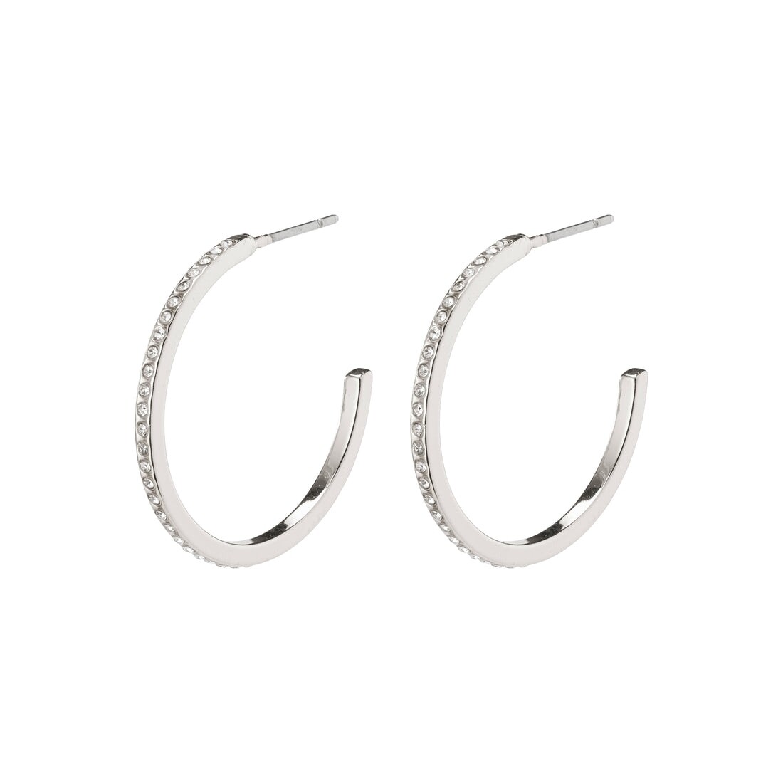 Pilgrim Silver Roberta Crystal Large Semi-Hoop Earrings