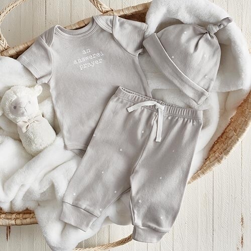 Stephan Baby | Little Blessings Pants - Grey Stars (0-6 months)