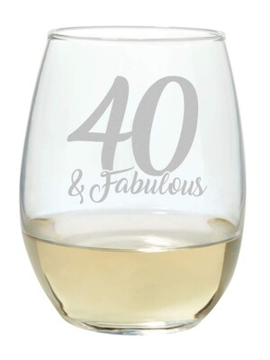 Carson Stemless Wine Glass - 40 & Fabulous