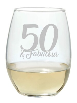 Carson Stemless Wine Glass - 50 & Fabulous