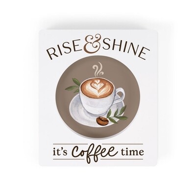 P.G. Dunn Ornate Carved Sign - Rise & Shine; It's Coffee Time