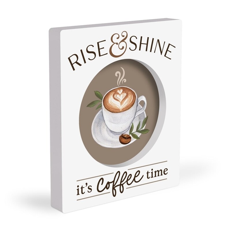 P.G. Dunn Ornate Carved Sign - Rise &amp; Shine; It's Coffee Time