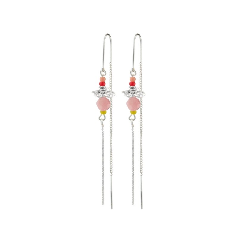 Pilgrim Silver Pause Multicolored Chain Earrings
