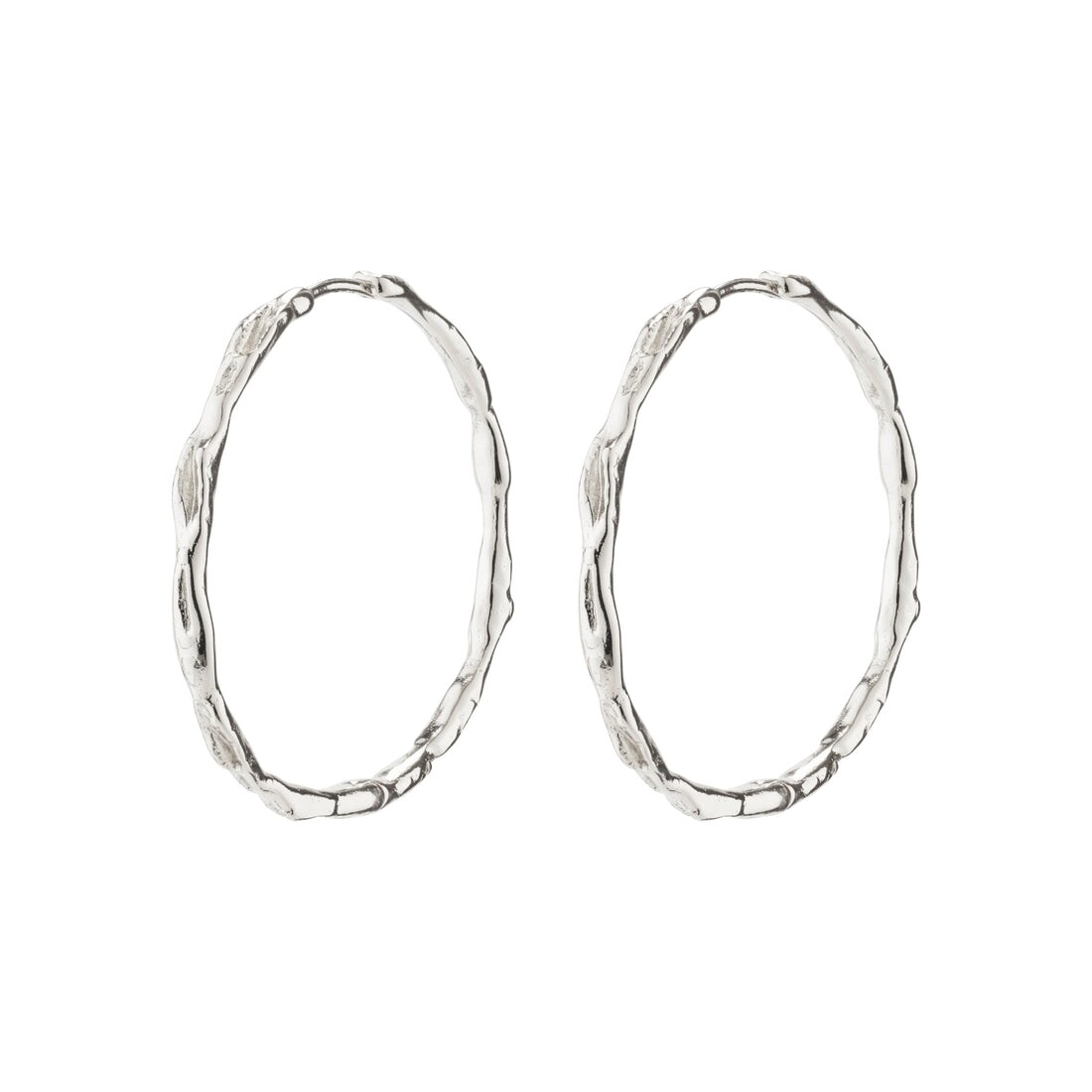 Pilgrim Silver Eddy Recycled Organic Shaped Maxi Hoop Earrings