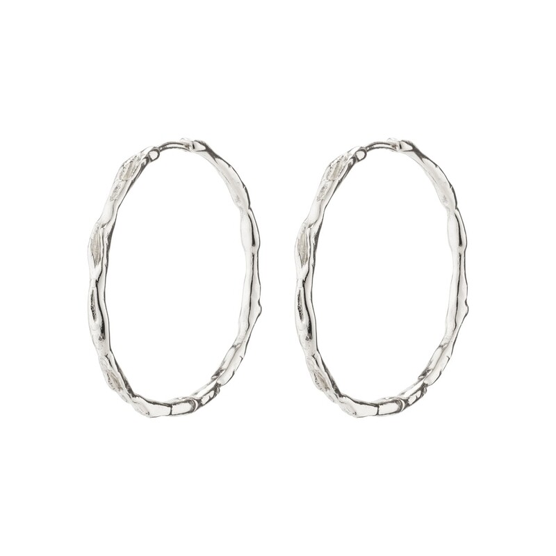 Pilgrim Silver Eddy Recycled Organic Shaped Maxi Hoop Earrings