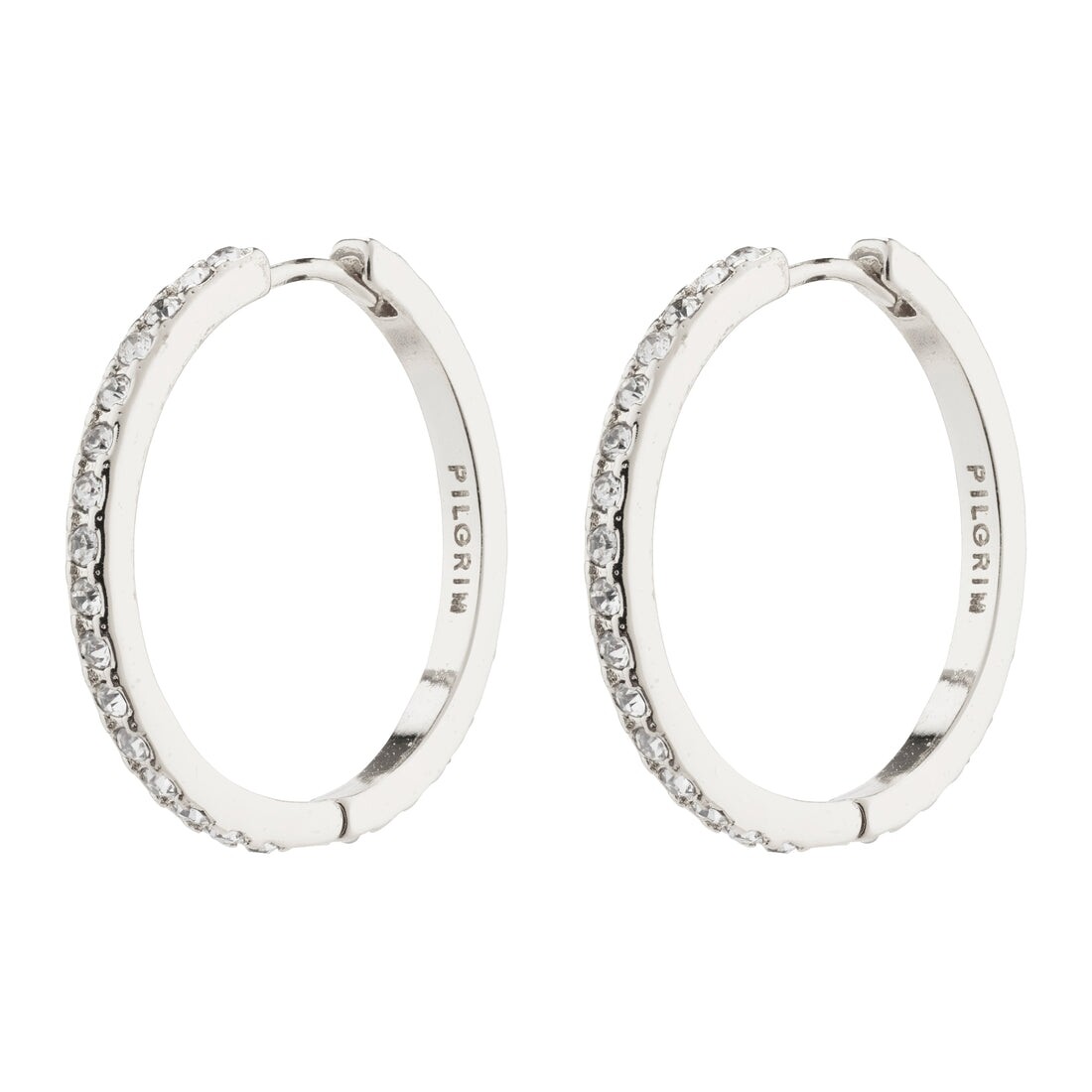 Pilgrim Silver Ebna Maxi Crystal Hoop Earrings