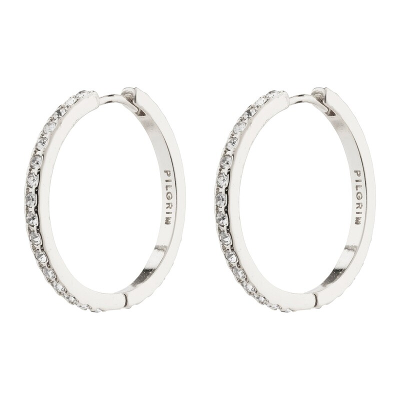 Pilgrim Silver Ebna Maxi Crystal Hoop Earrings