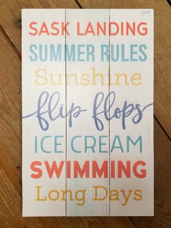 &quot;Sask Landing Summer Rules&quot; Pallet Board Sign
