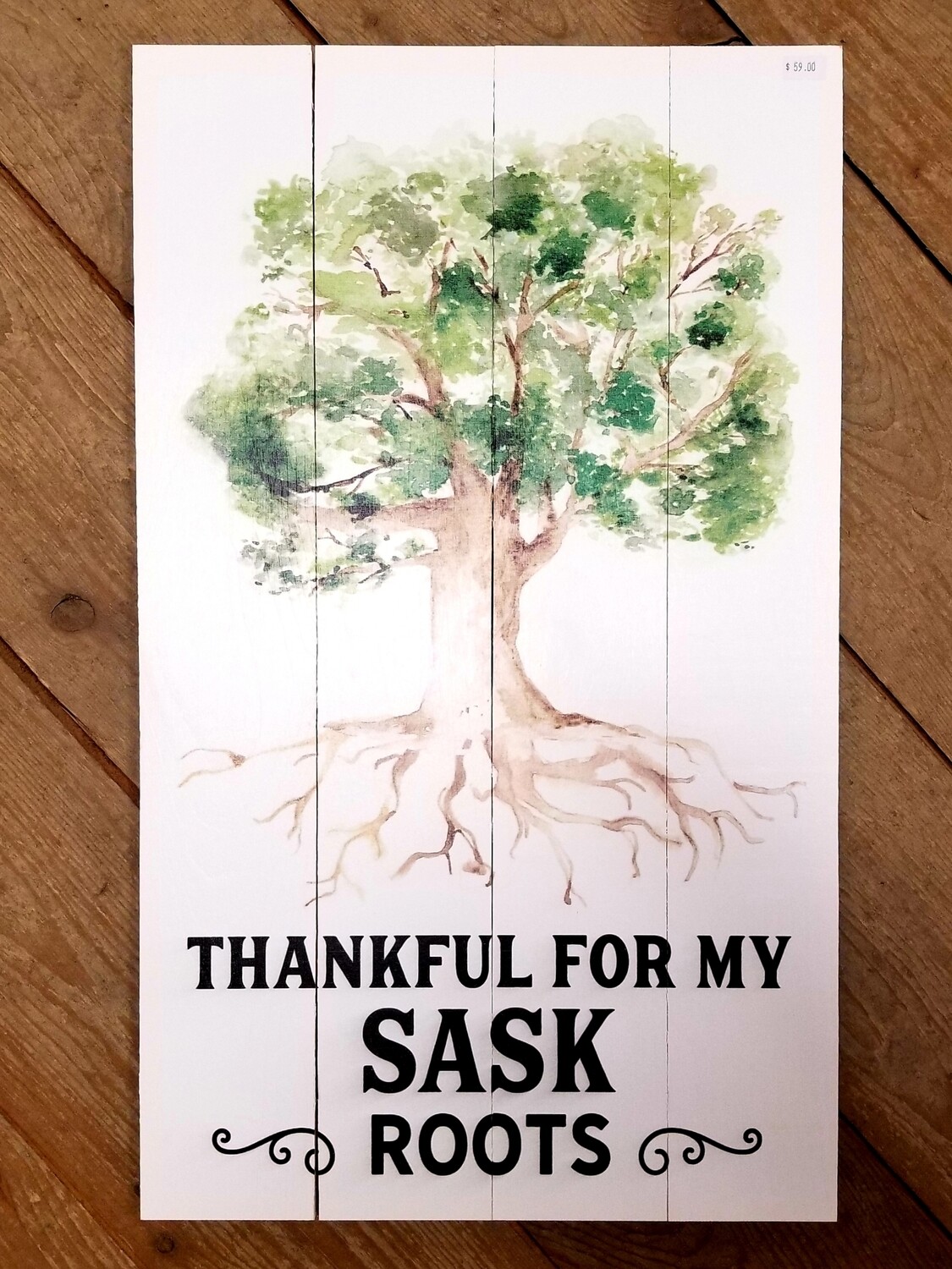 "Thankful For My Sask Roots" Wood Pallet Sign