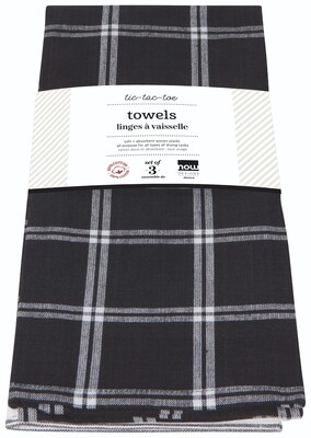 Now Designs Tic Tac Toe Dishtowels (Set of 3) | Black