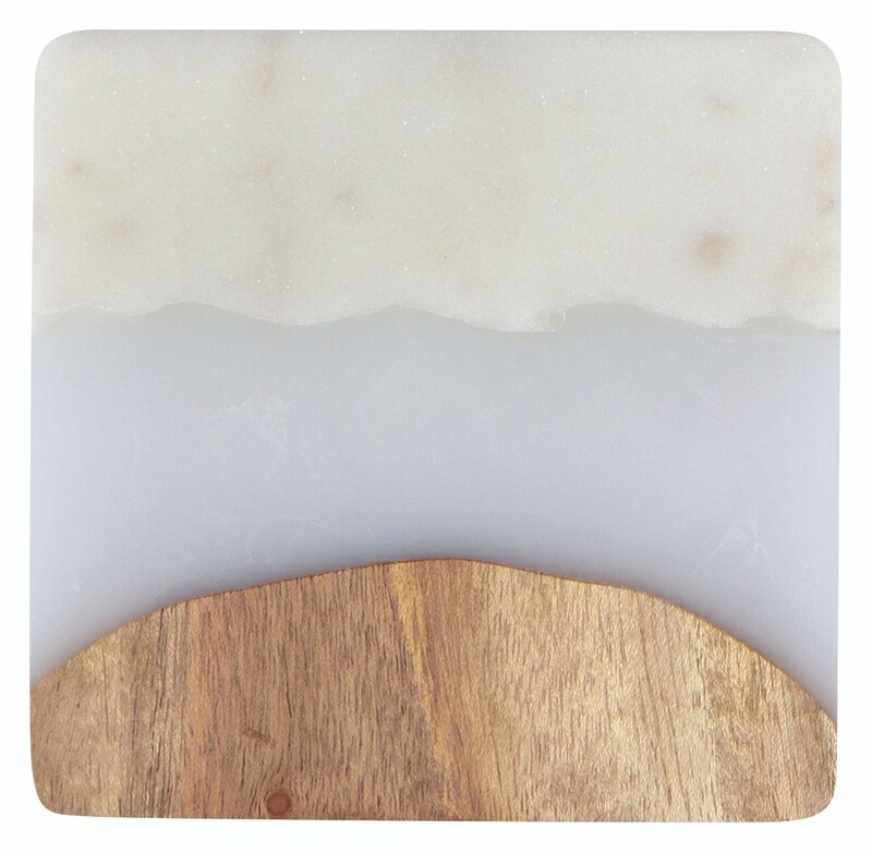 Danica Marble &amp; Wood Coasters | Skyline Ice (Set of 4)