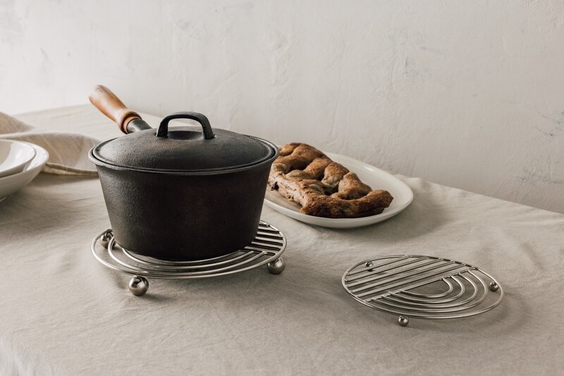 Danica Heirloom Brushed Steel Metal Trivet | Sunup