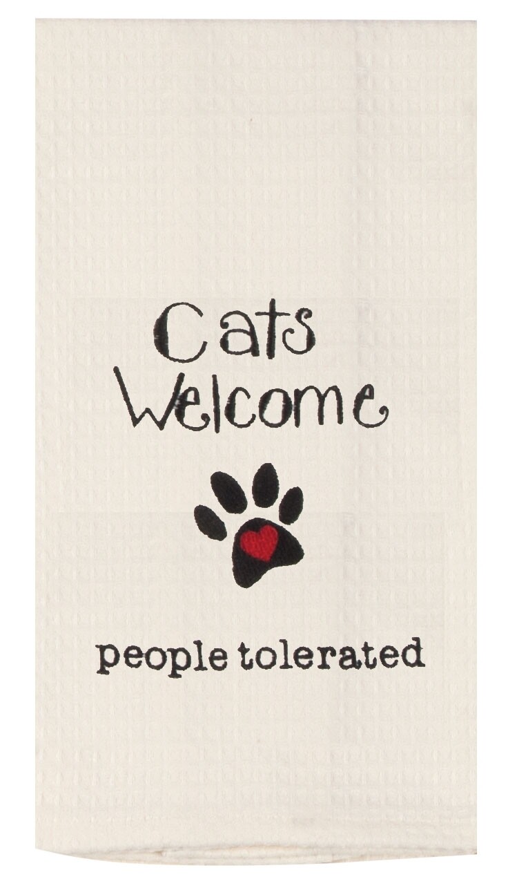 Kay Dee Designs Embroidered Tea Towel | Cats Welcome - People Tolerated