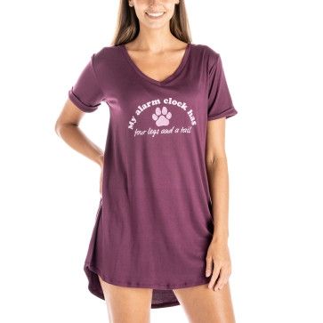 Hello Mello Let Me Sleep V-Neck Sleep Shirt | My Alarm Clock Has 4 Legs And A Tail