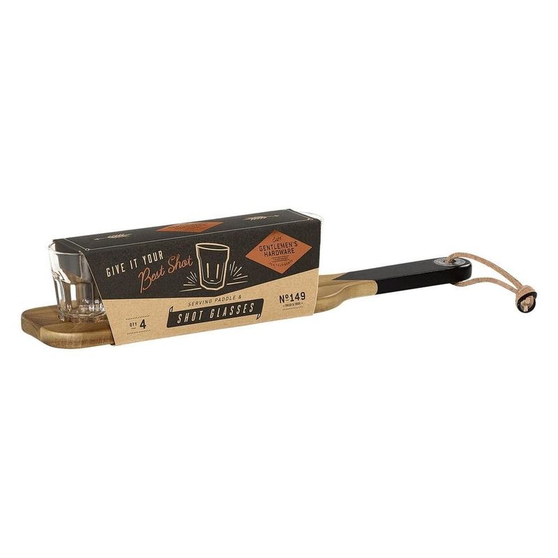 Gentlemen&#39;s Hardware | Serving Paddle &amp; Shot Glasses