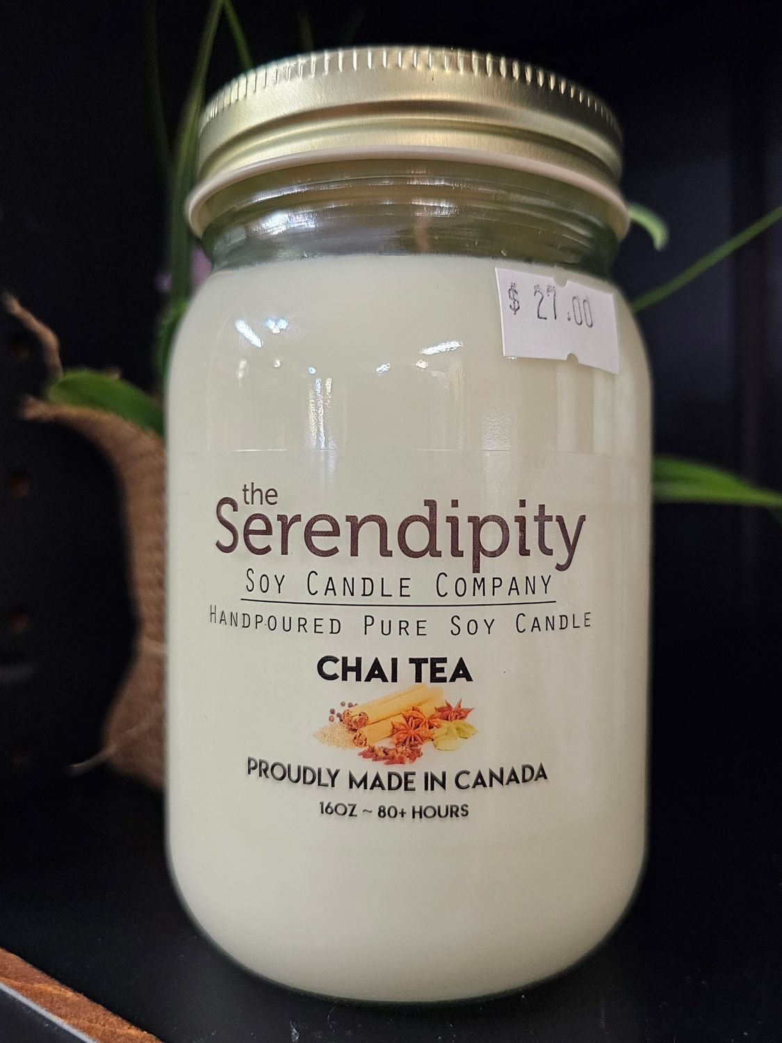 Serendipity 16 oz Soy Candle Jar | Chai Tea