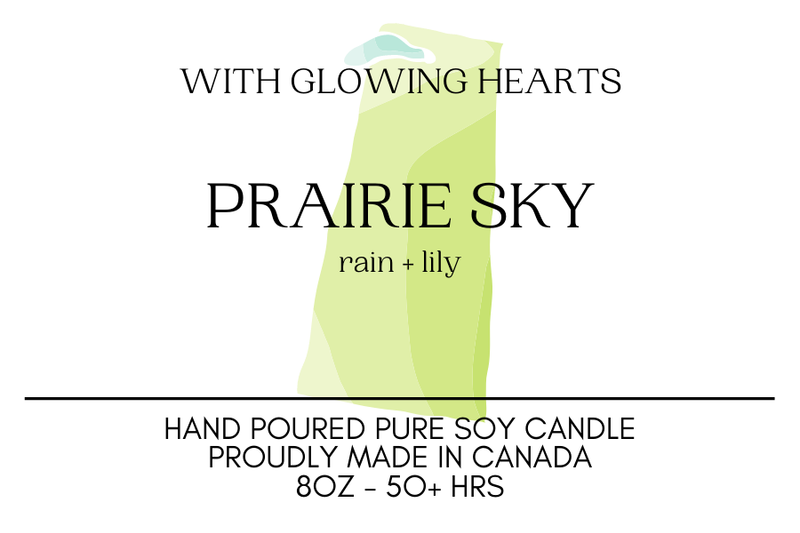 Serendipity 8 oz Soy Candle Jar | With Glowing Hearts - Prairie Sky (Saskatchewan)