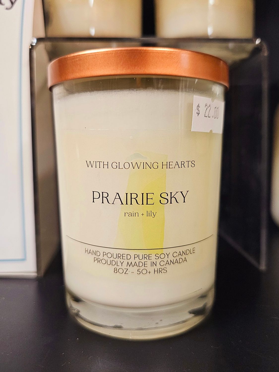 Serendipity 8 oz Soy Candle Jar | With Glowing Hearts - Prairie Sky (Saskatchewan)