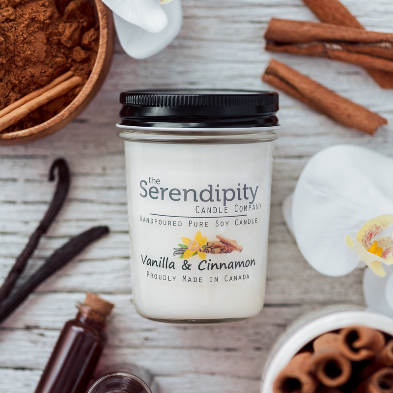 Serendipity 8 oz Soy Candle Jar | Vanilla &amp; Cinnamon