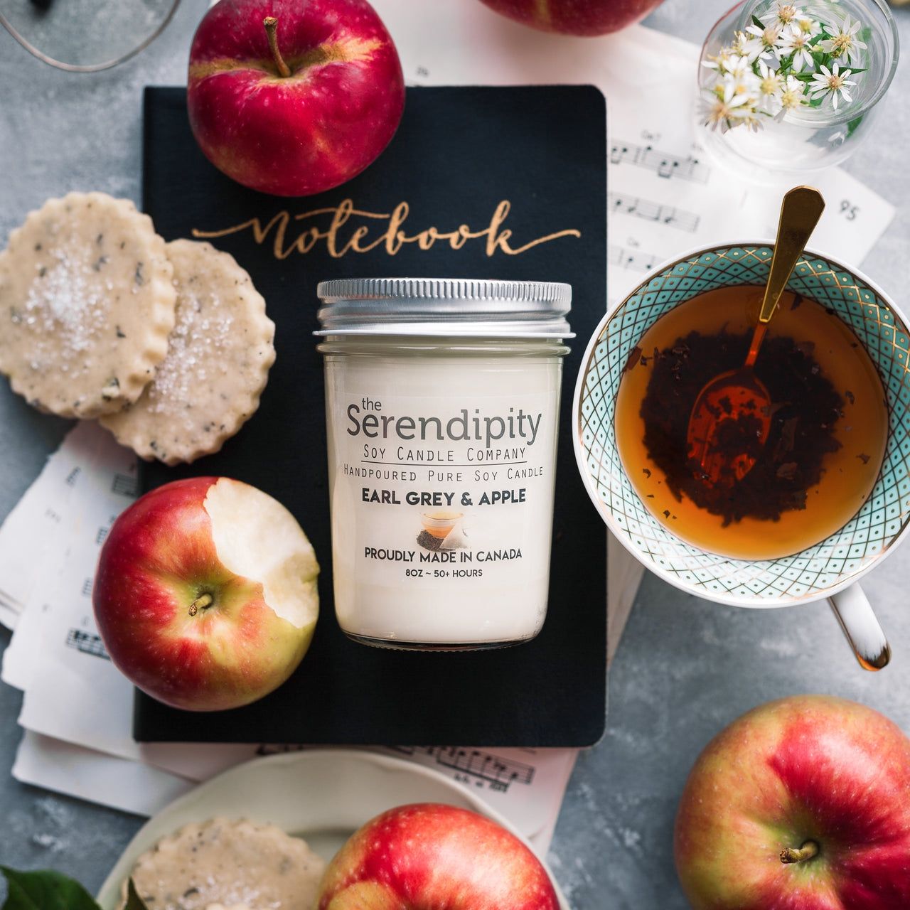 Serendipity 8 oz Soy Candle Jar | Earl Grey &amp; Apple