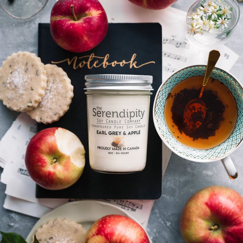 Serendipity 8 oz Soy Candle Jar | Earl Grey &amp; Apple