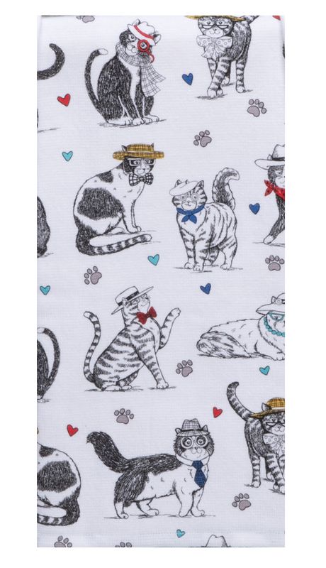 Kay Dee Designs Duel Purpose Terry Towel | Pet Lovers - Allover Cat
