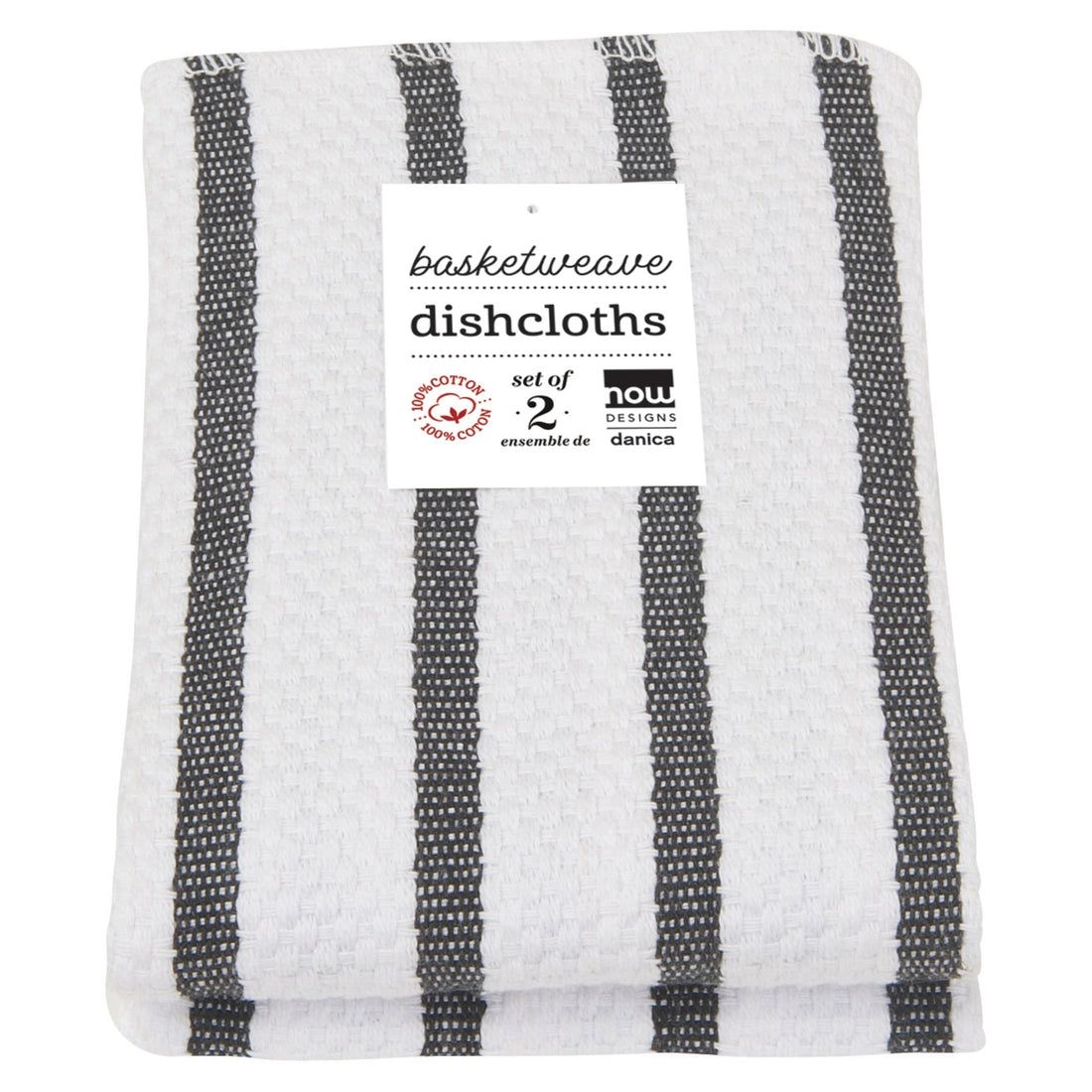 Now Designs Basketweave Dishcloths Set of 2 - Black