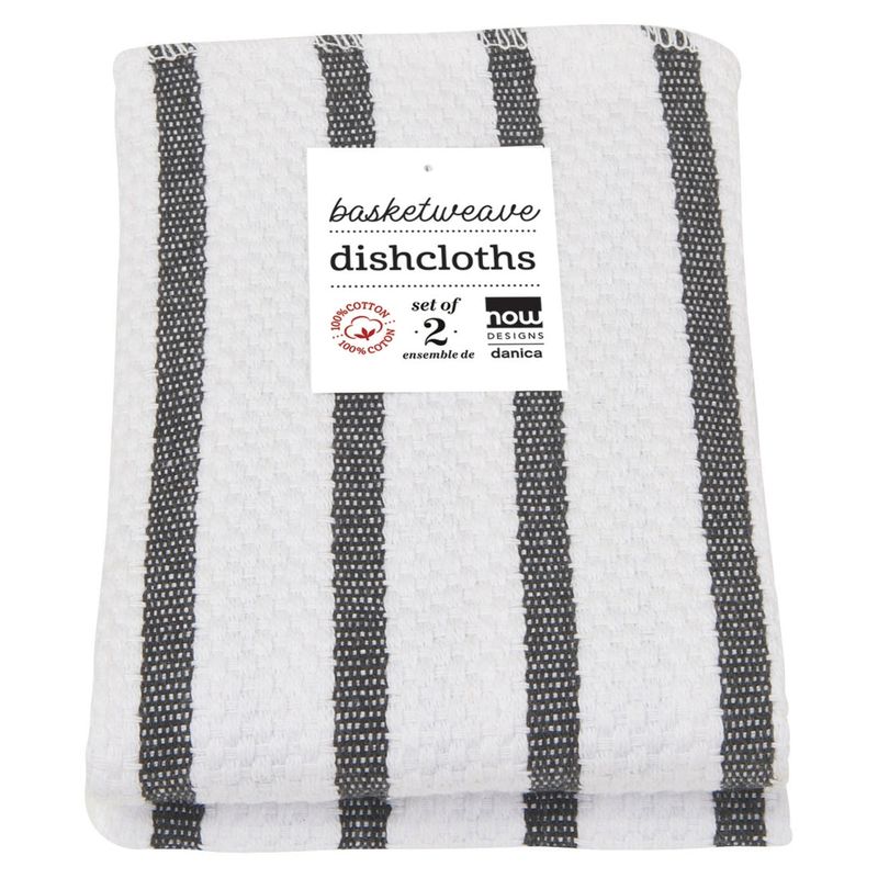 Now Designs Basketweave Dishcloths Set of 2 - Black