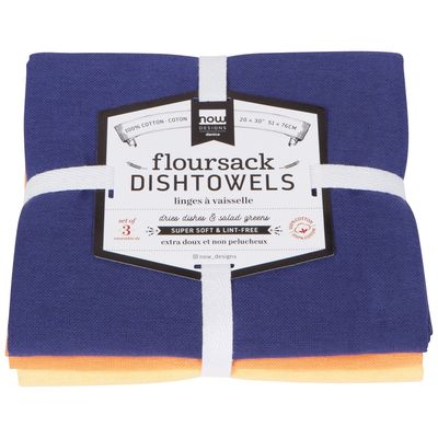 Now Designs Floursack Dishtowels (Set of 3) - Dusk/Apricot/Sunray