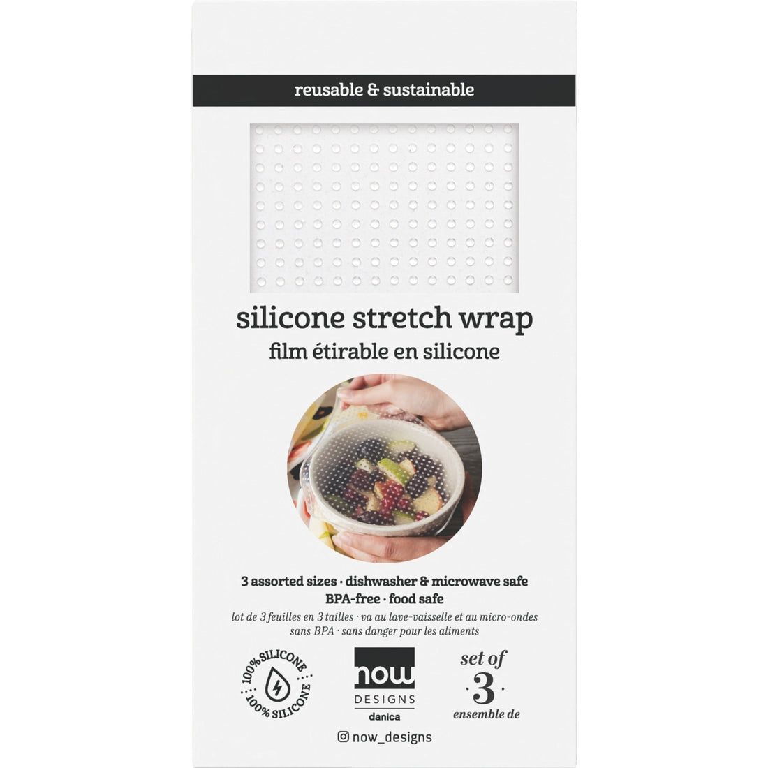 Now Designs | Clear Silicone Stretch Wraps (Set of 3)