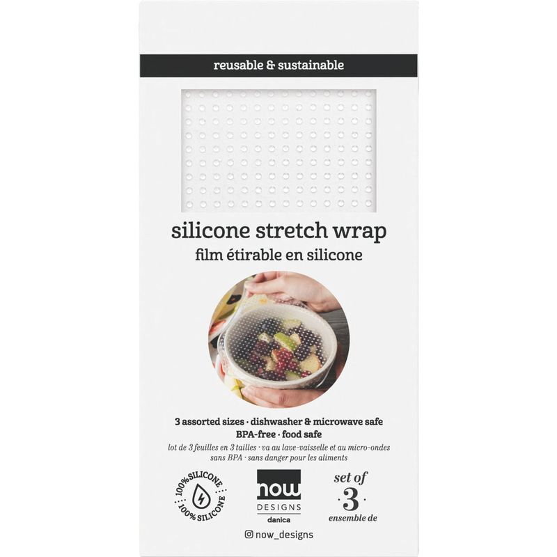 Now Designs | Clear Silicone Stretch Wraps (Set of 3)