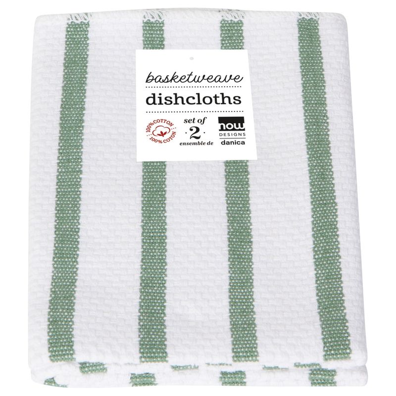Now Designs Basketweave Dishcloths Set of 2 - Elm Green