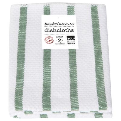 Now Designs Basketweave Dishcloths Set of 2 - Elm Green