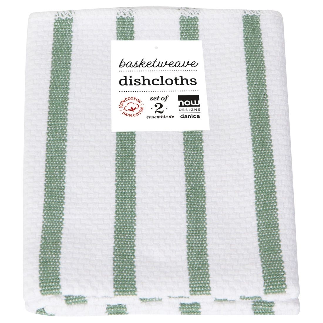 Now Designs Basketweave Dishcloths Set of 2 - Elm Green