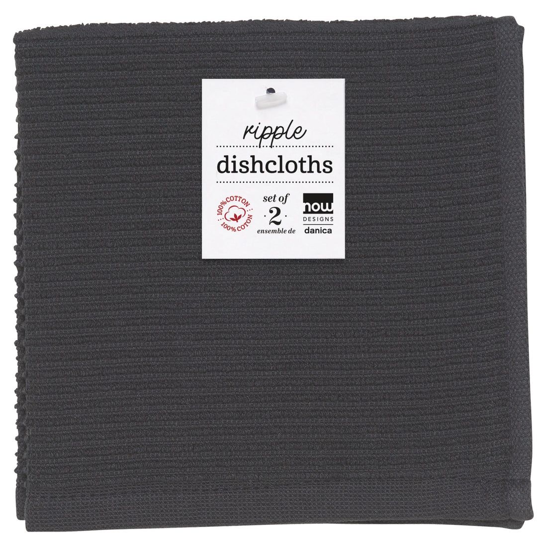 Now Designs Ripple Dishcloths (Set of 2) | Black