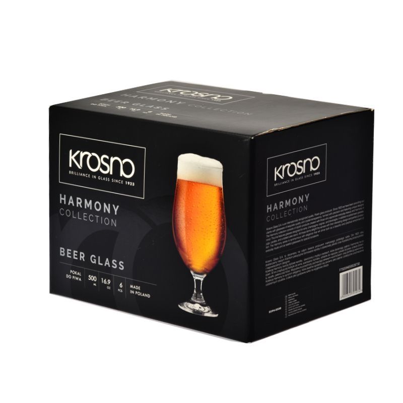 Krosno | 500ml Stemmed Beer Glasses (Set of 6)