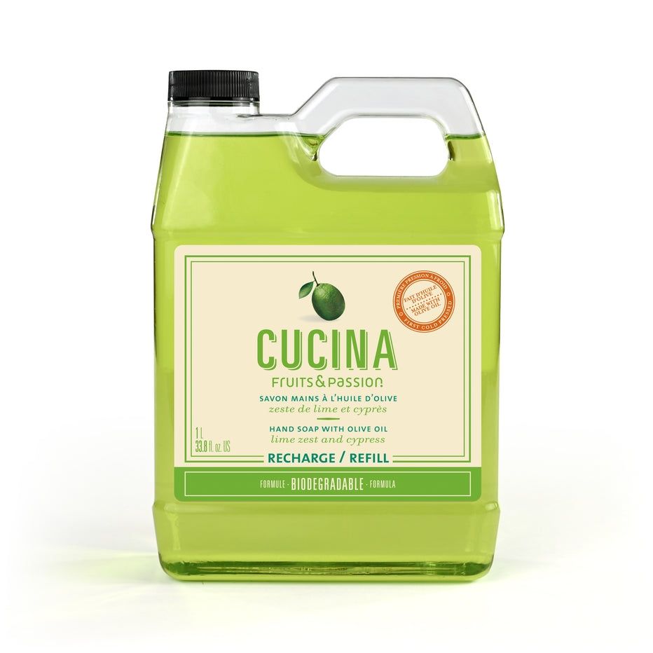 Fruits &amp; Passion 1L Refill Hand Soap with Olive Oil | Lime Zest and Cypress