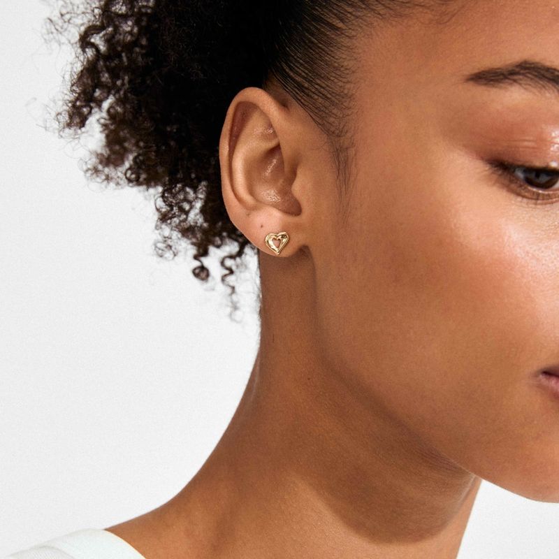 Pilgrim Gold Iris Heart Stud Earrings