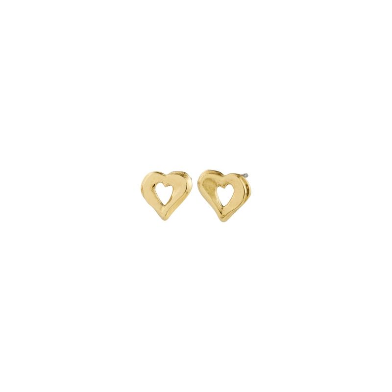 Pilgrim Gold Iris Heart Stud Earrings