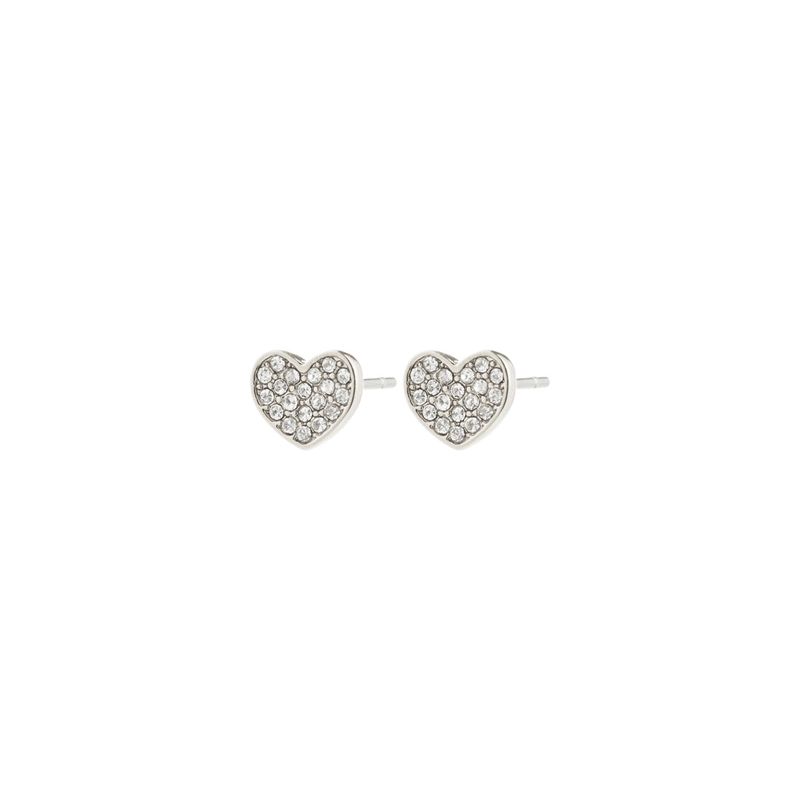 Pilgrim Silver Emmett Crystal Heart Earrings