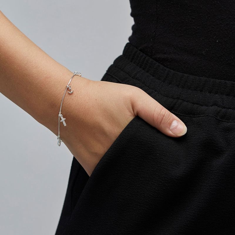 Pilgrim Silver Anet Crystal Charm Bracelet
