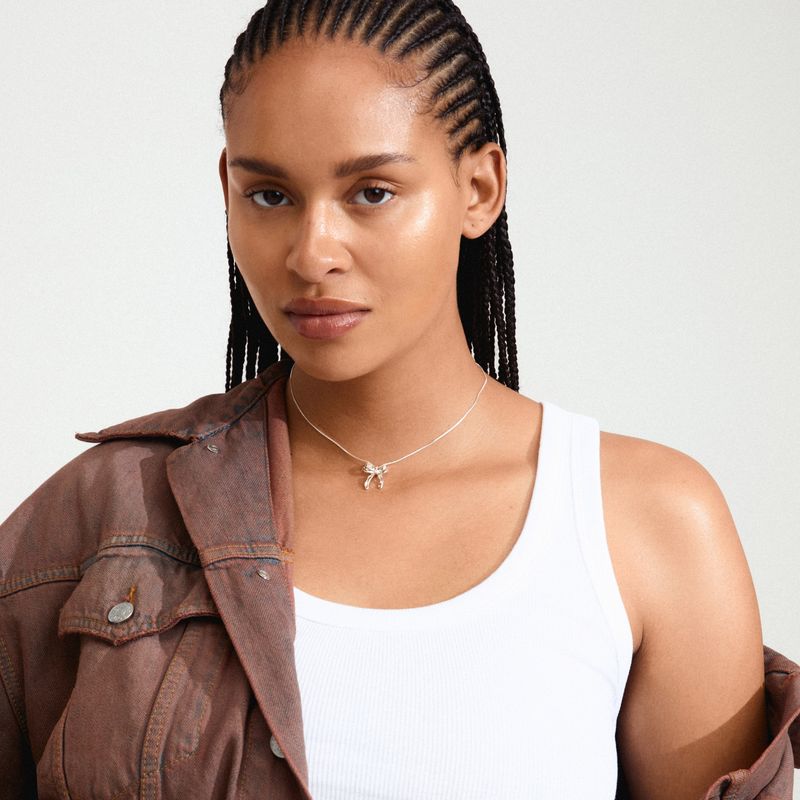 Pilgrim Silver Cassian Bow Necklace
