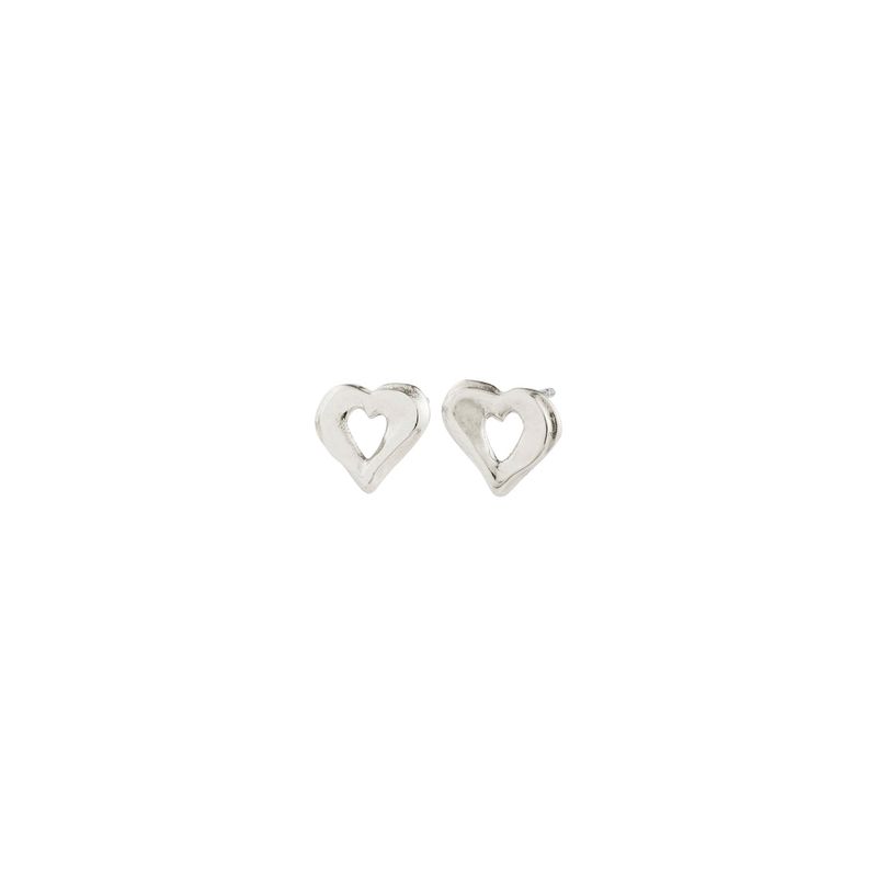 Pilgrim Silver Iris Heart Stud Earrings