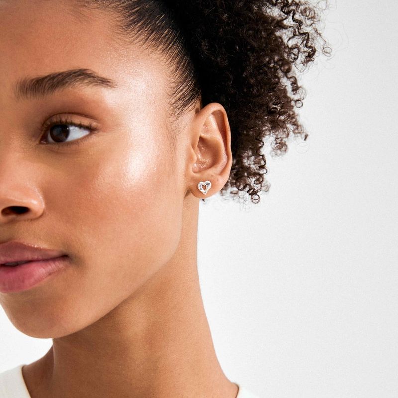 Pilgrim Silver Iris Heart Stud Earrings