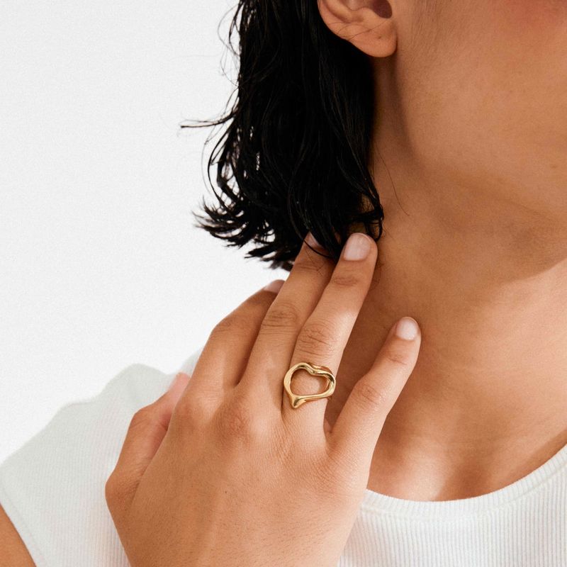 Pilgrim Gold Iris Heart Ring