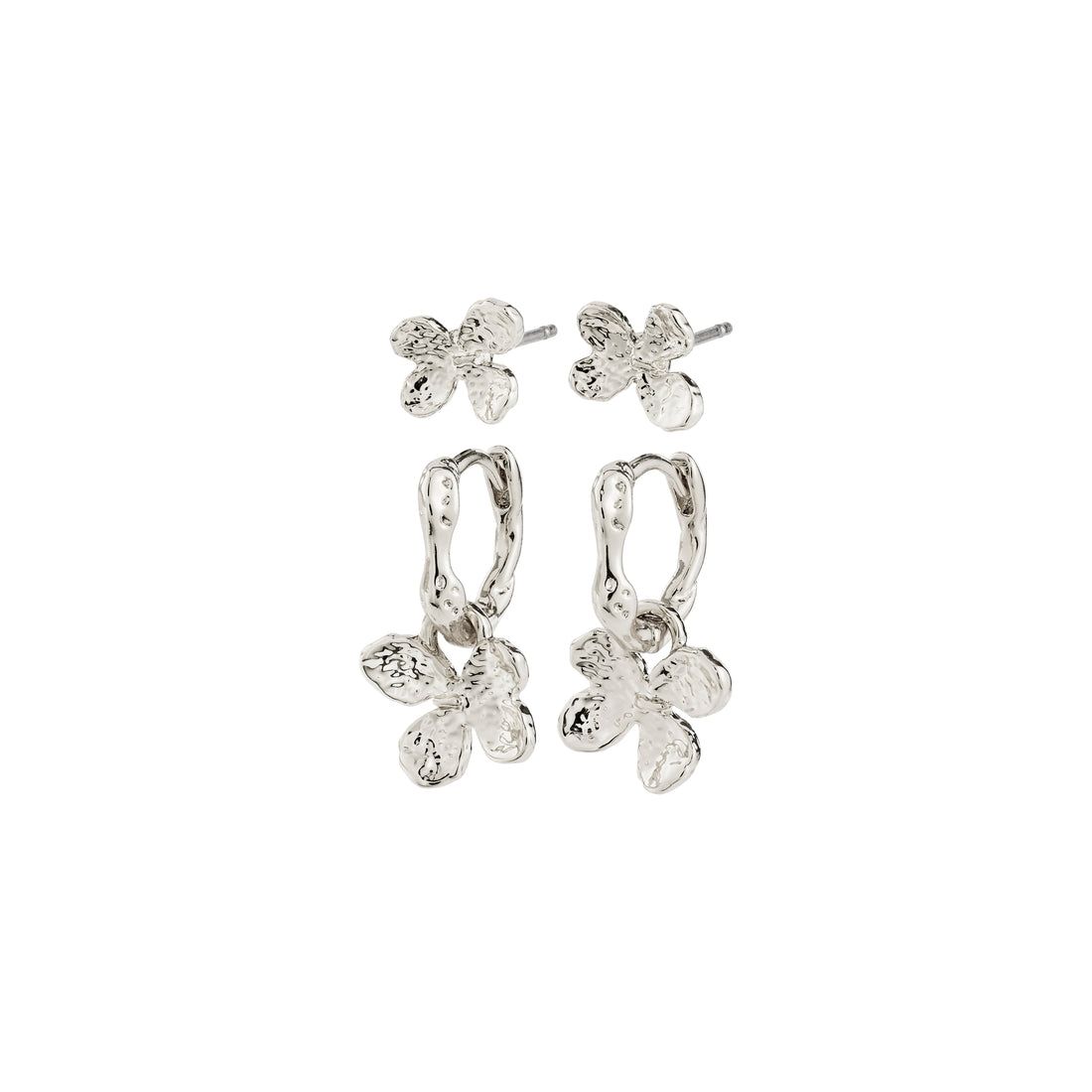 Pilgrim Silver Ajani Flower 2-in-1 Earring Set