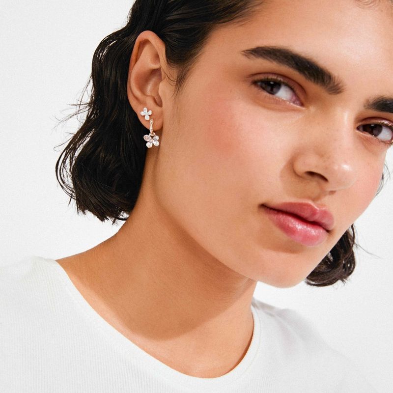 Pilgrim Silver Ajani Flower 2-in-1 Earring Set