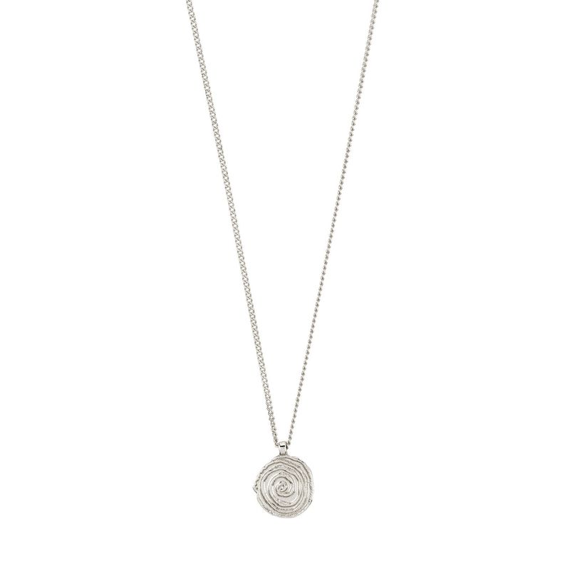 Pilgrim Silver Air Spiral Coin Necklace