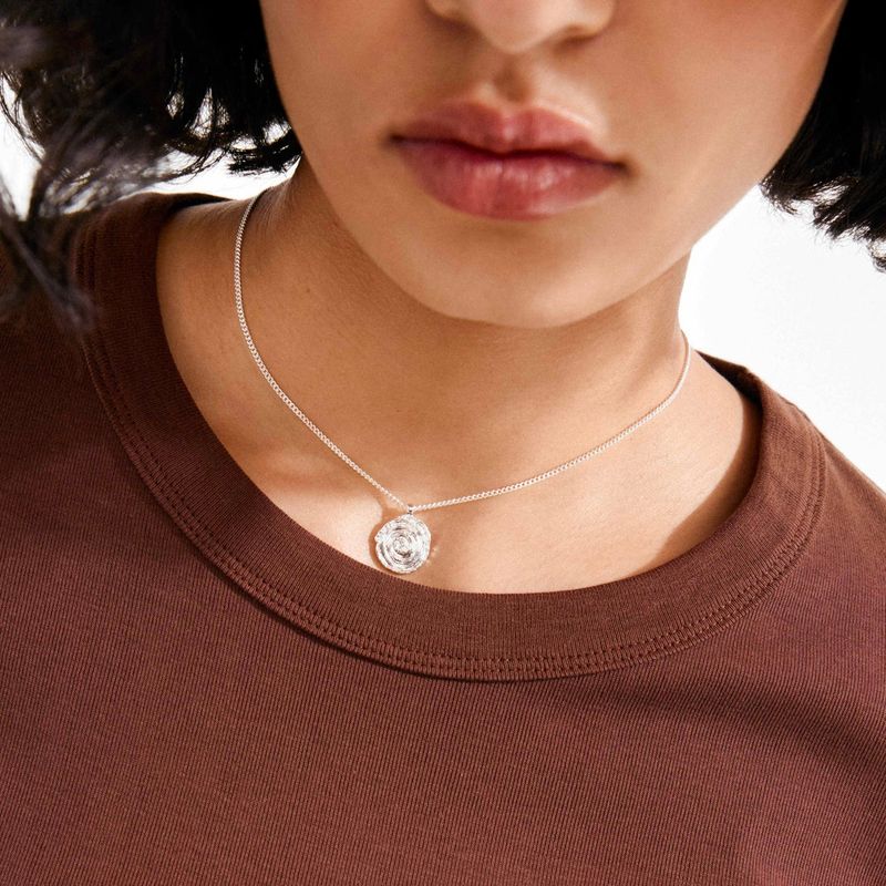 Pilgrim Silver Air Spiral Coin Necklace